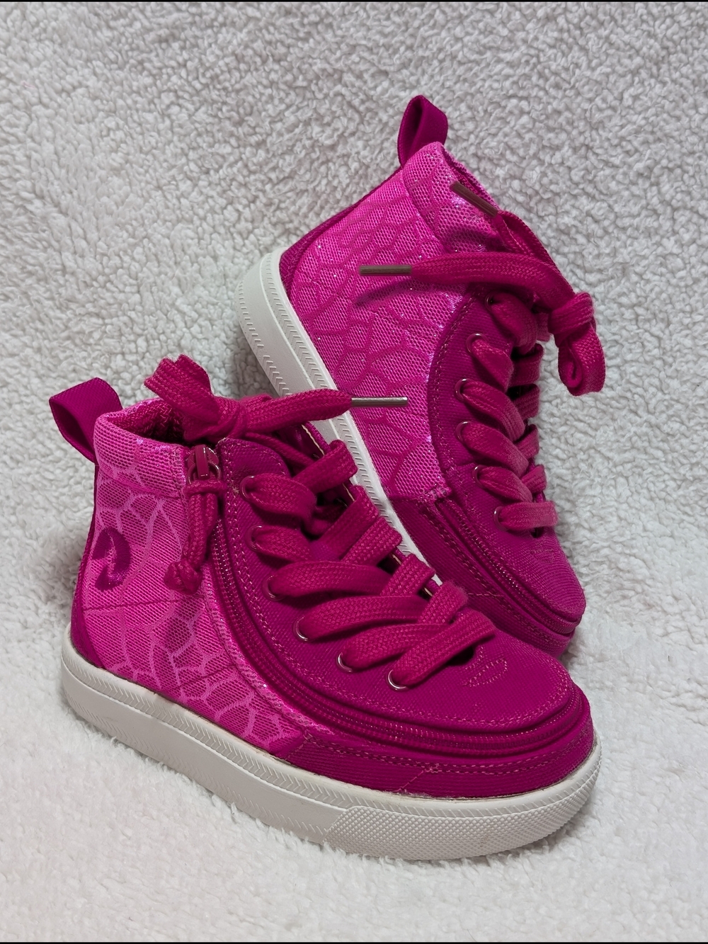 Billy Footwear Toddler Girls 8W High-Top Sneakers Fuchsia Pink Zip Lace NWOB
